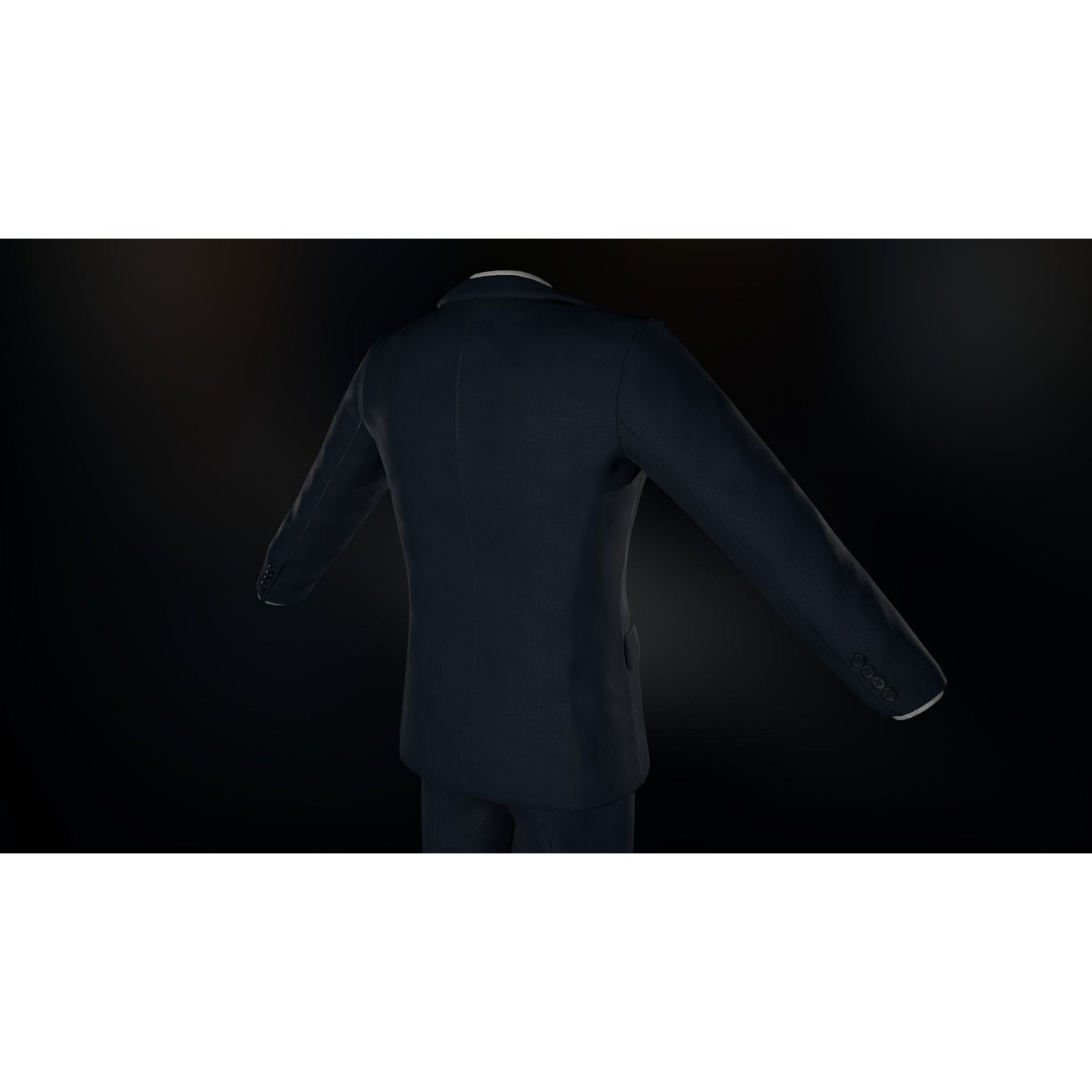 Blue Suit 3D Model – Low Poly PBR Character Clothing, FBX - View 16
