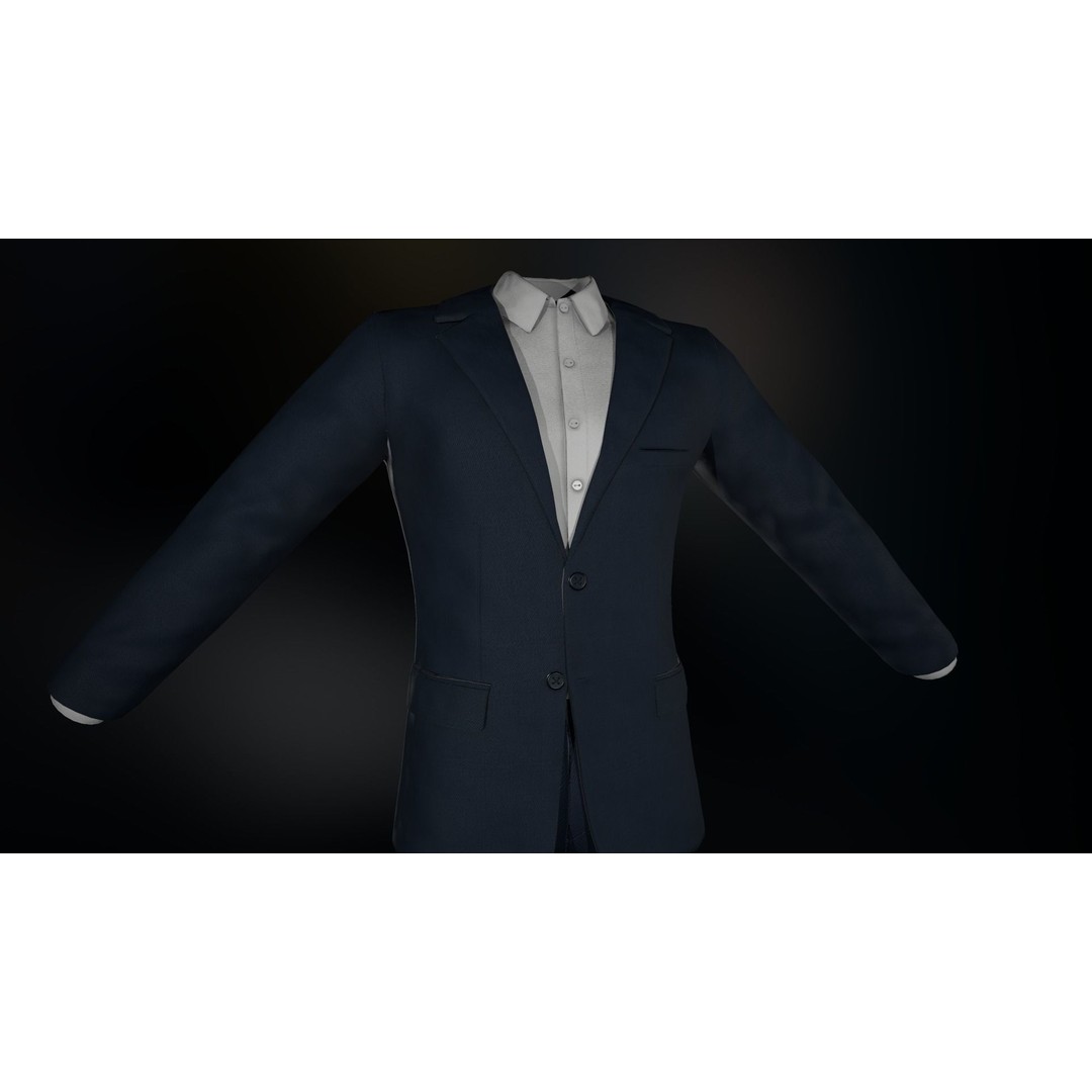 Blue Suit 3D Model – Low Poly PBR Character Clothing, FBX - View 17