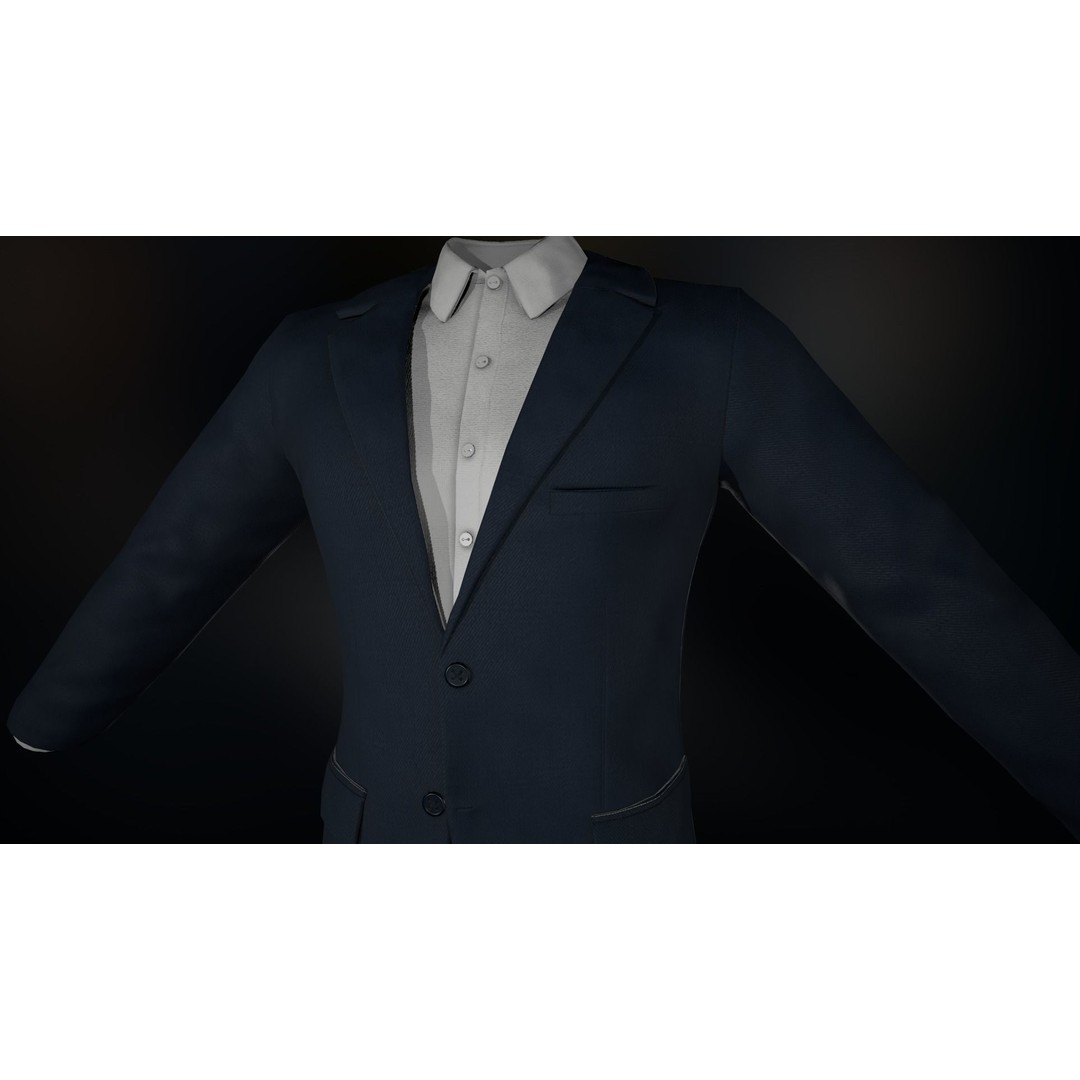 Blue Suit 3D Model – Low Poly PBR Character Clothing, FBX - View 18