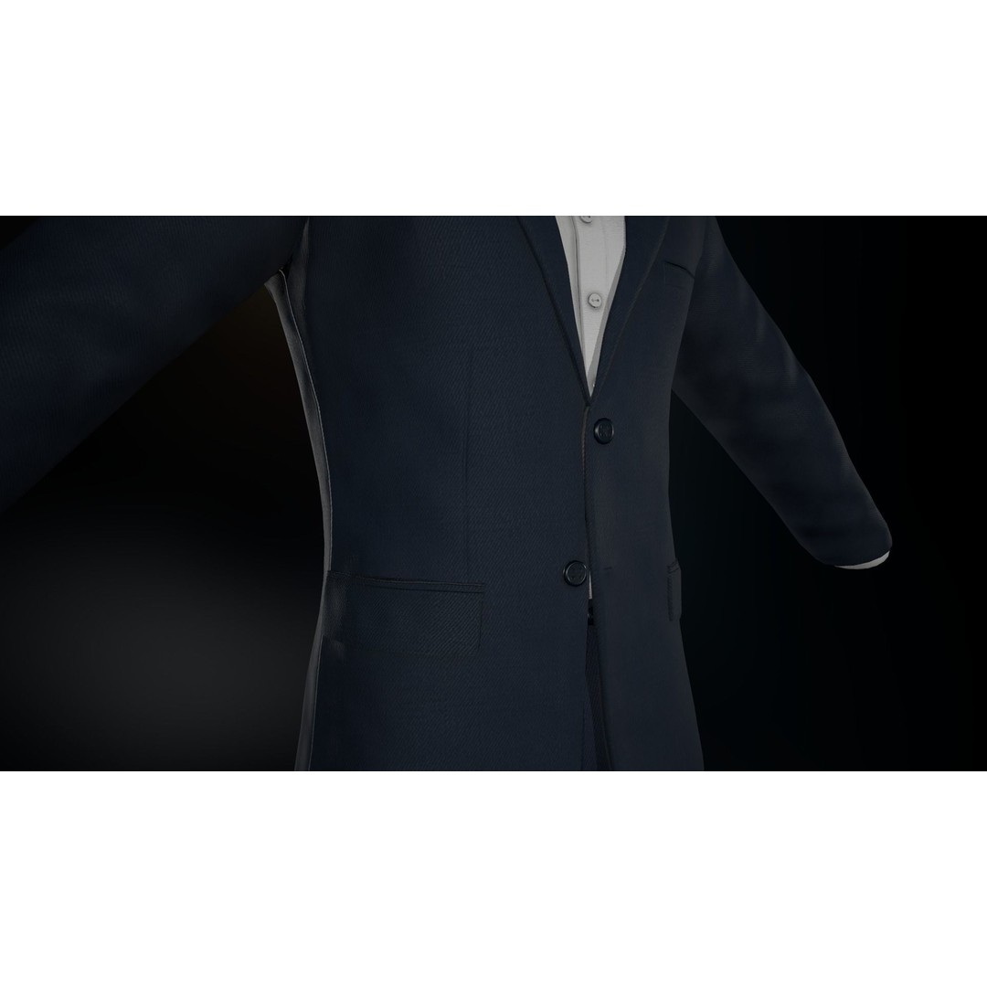 Blue Suit 3D Model – Low Poly PBR Character Clothing, FBX - View 19