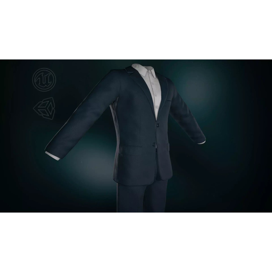 Blue Suit 3D Model – Low Poly PBR Character Clothing, FBX - View 2