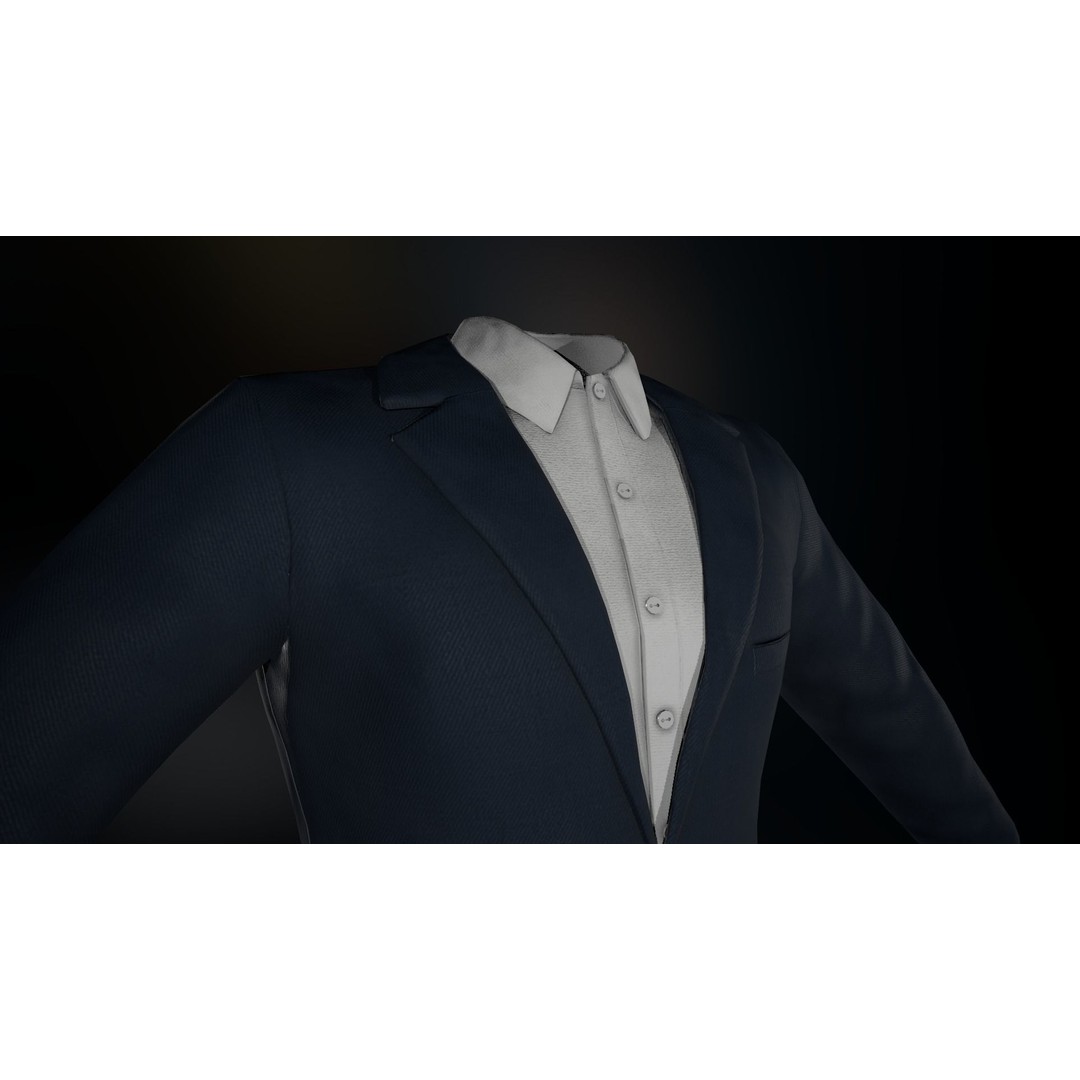 Blue Suit 3D Model – Low Poly PBR Character Clothing, FBX - View 20