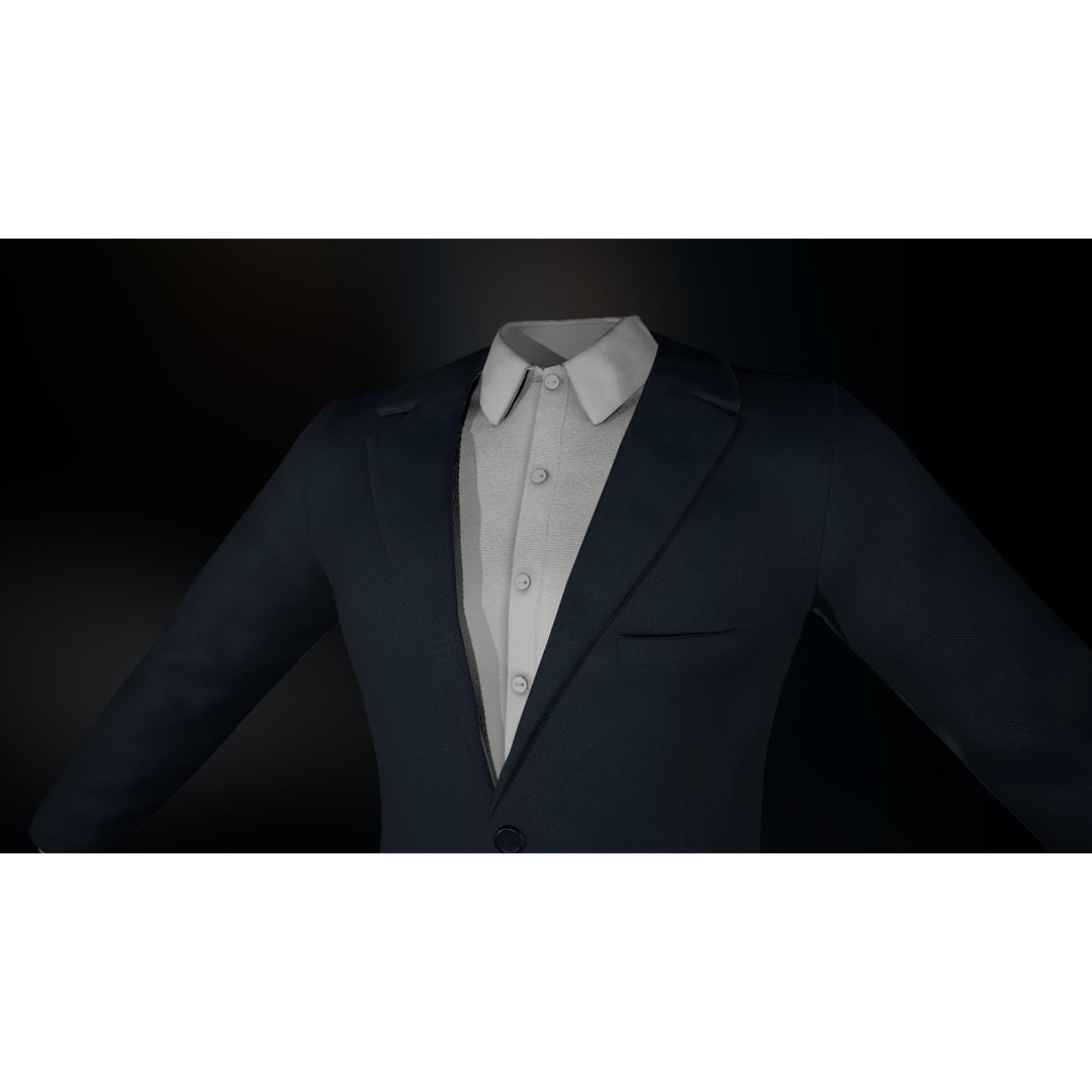 Blue Suit 3D Model – Low Poly PBR Character Clothing, FBX - View 21