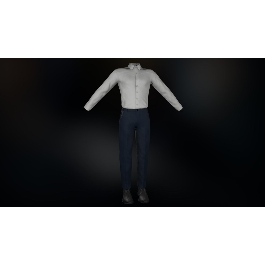 Blue Suit 3D Model – Low Poly PBR Character Clothing, FBX - View 23