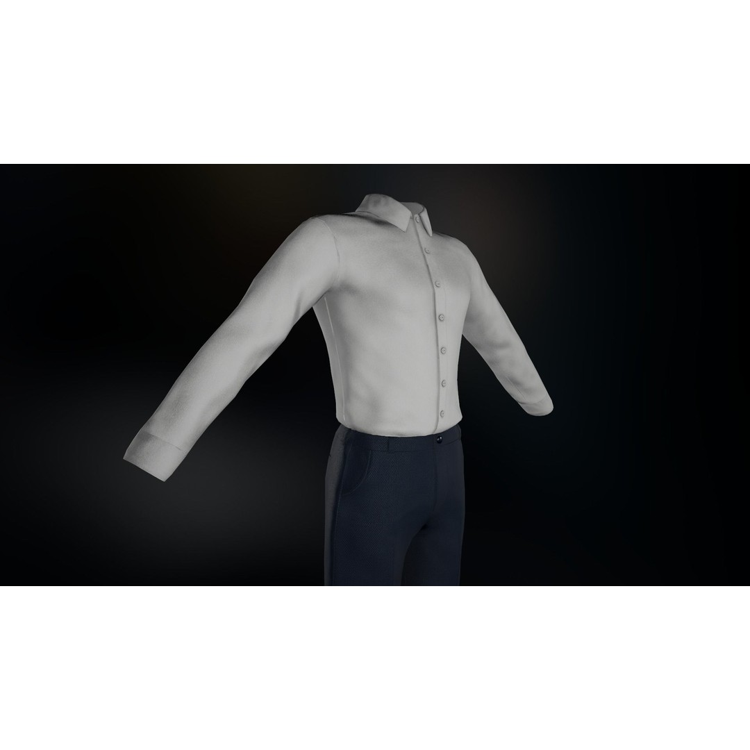 Blue Suit 3D Model – Low Poly PBR Character Clothing, FBX - View 24