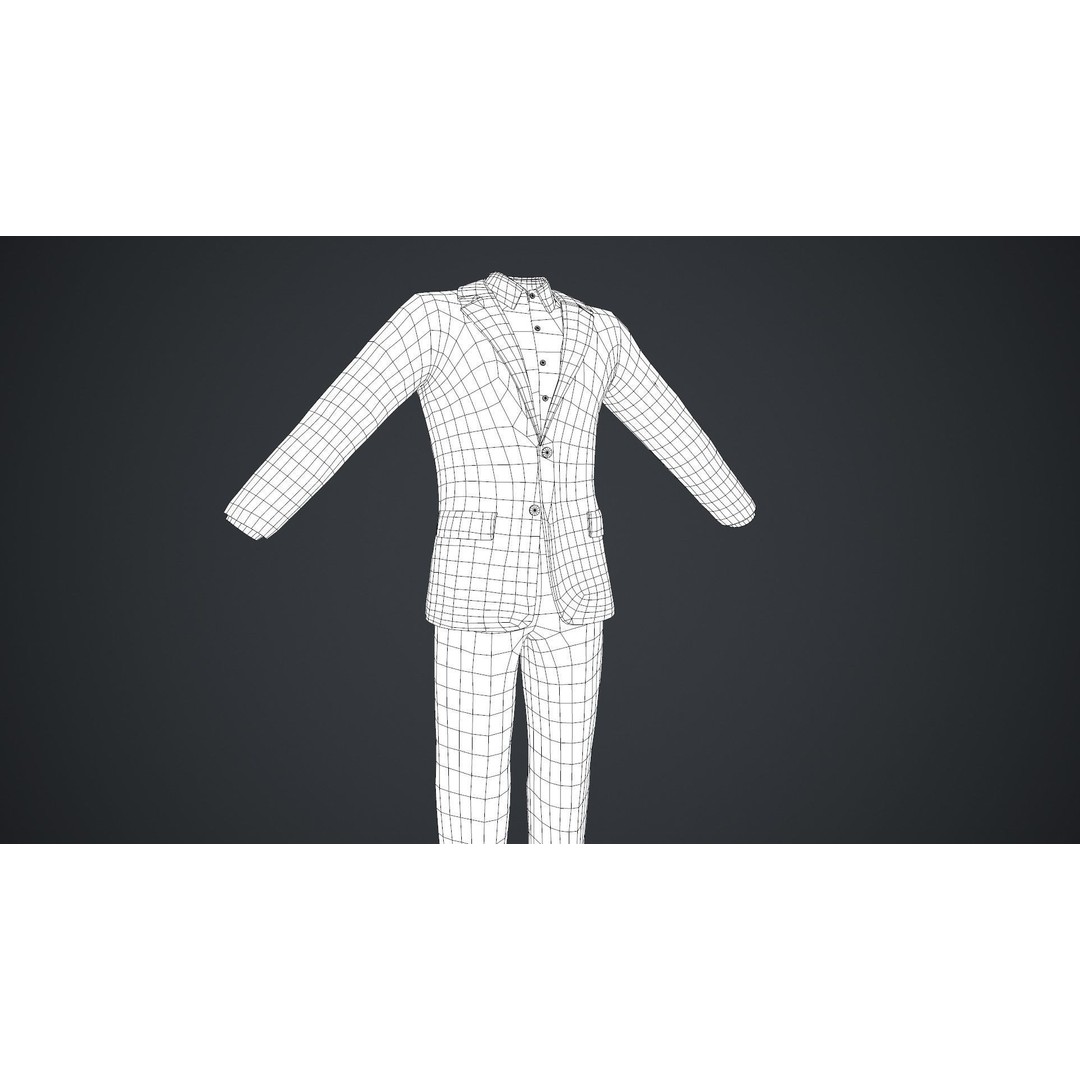 Blue Suit 3D Model – Low Poly PBR Character Clothing, FBX - View 26