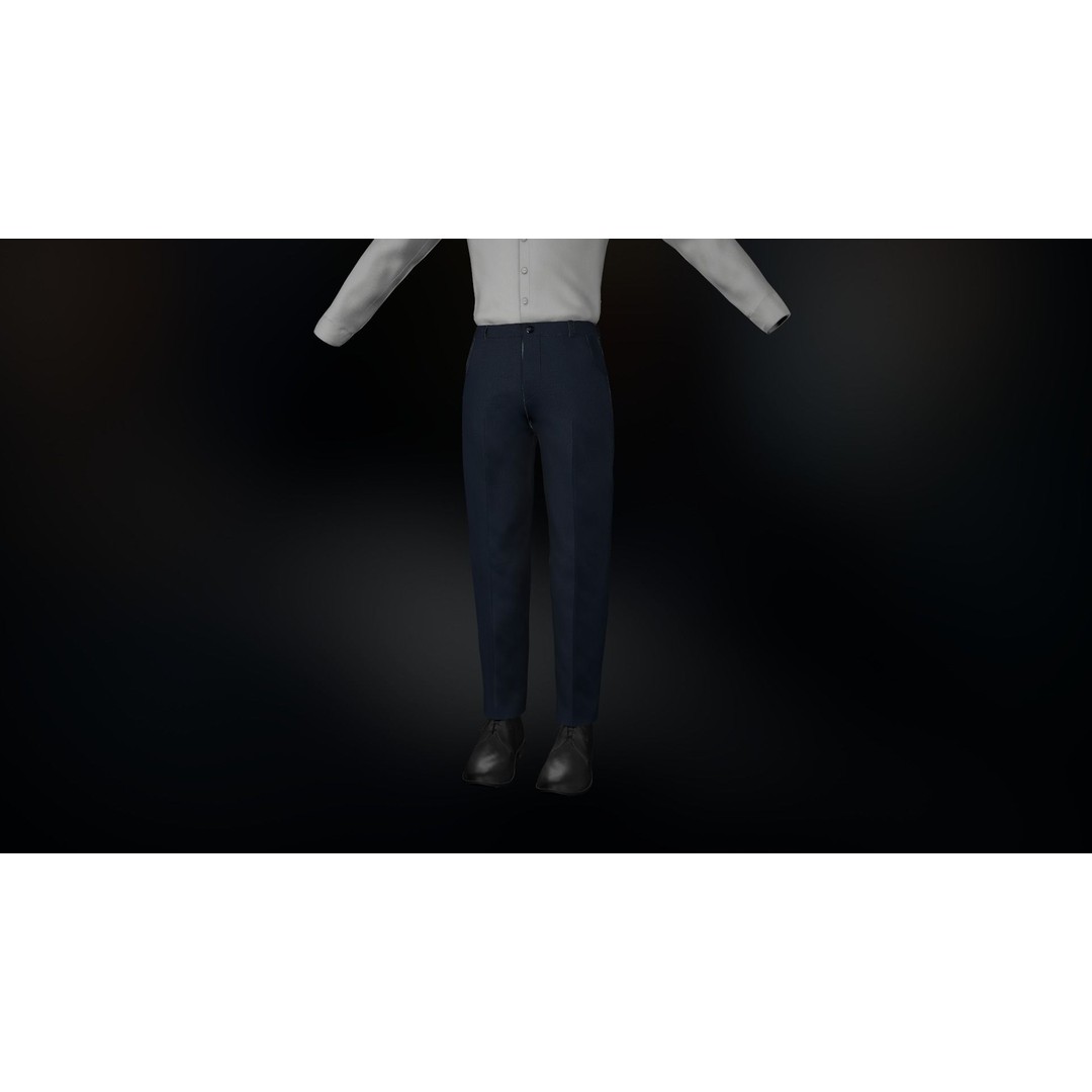 Blue Suit 3D Model – Low Poly PBR Character Clothing, FBX - View 29