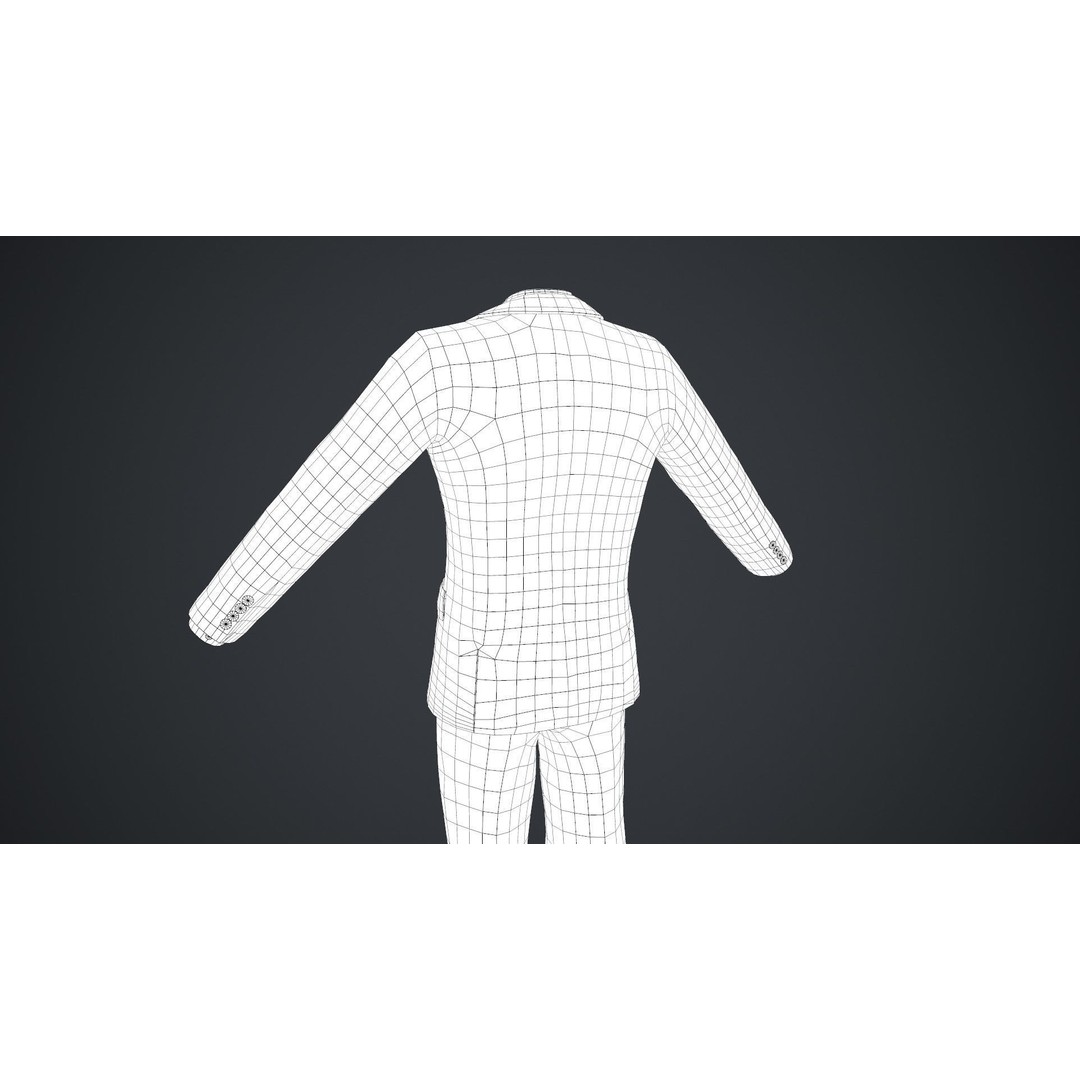 Blue Suit 3D Model – Low Poly PBR Character Clothing, FBX - View 38