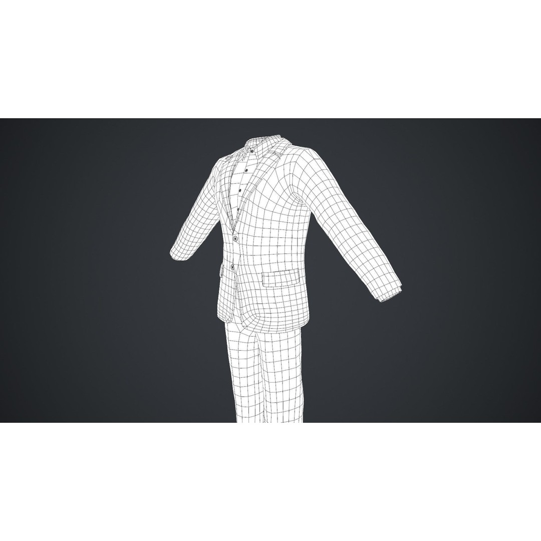 Blue Suit 3D Model – Low Poly PBR Character Clothing, FBX - View 39