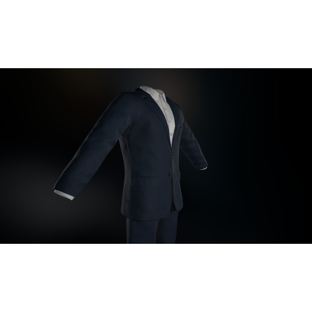 Blue Suit 3D Model – Low Poly PBR Character Clothing, FBX - View 4
