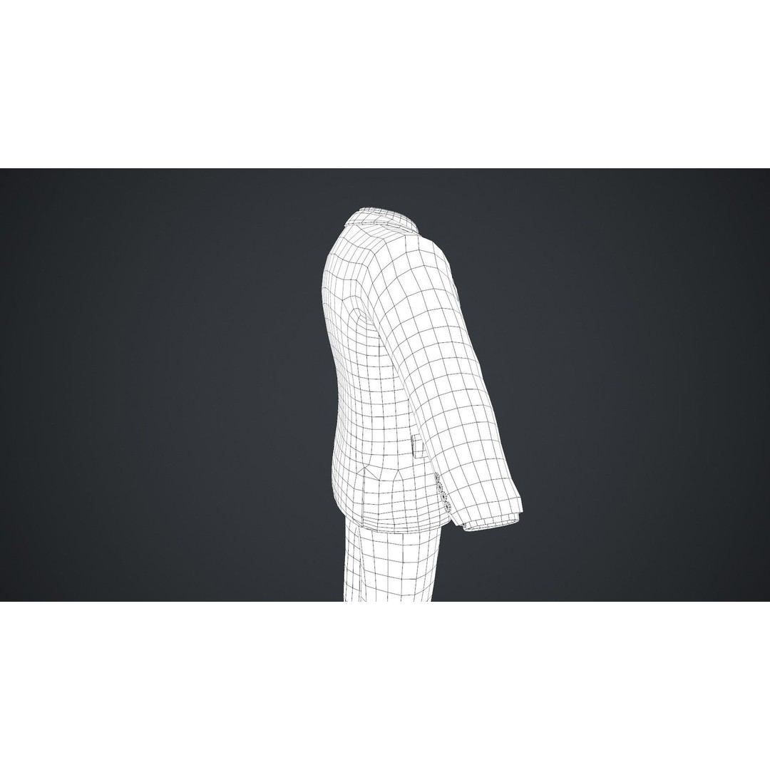 Blue Suit 3D Model – Low Poly PBR Character Clothing, FBX - View 40