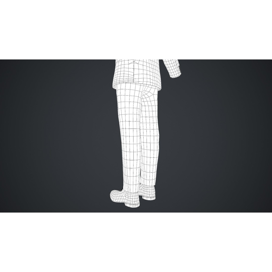 Blue Suit 3D Model – Low Poly PBR Character Clothing, FBX - View 41