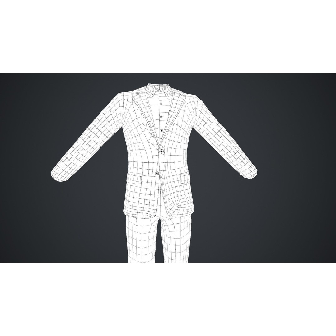 Blue Suit 3D Model – Low Poly PBR Character Clothing, FBX - View 42