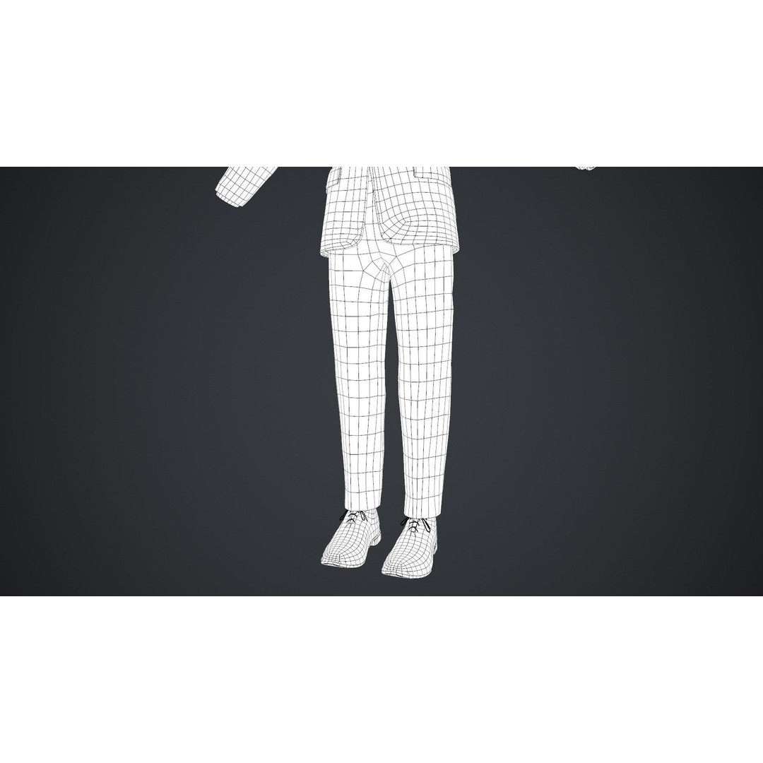 Blue Suit 3D Model – Low Poly PBR Character Clothing, FBX - View 43