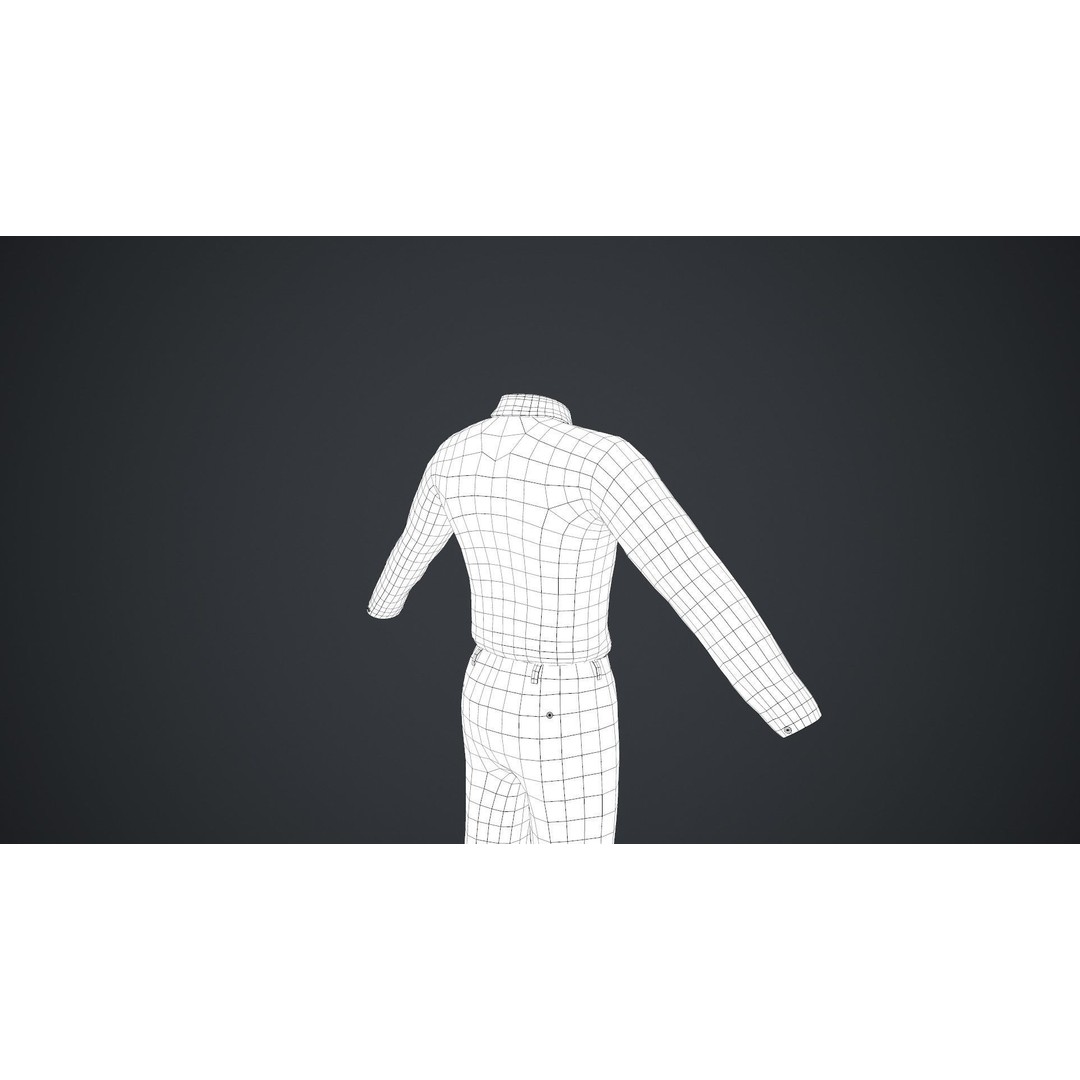 Blue Suit 3D Model – Low Poly PBR Character Clothing, FBX - View 44