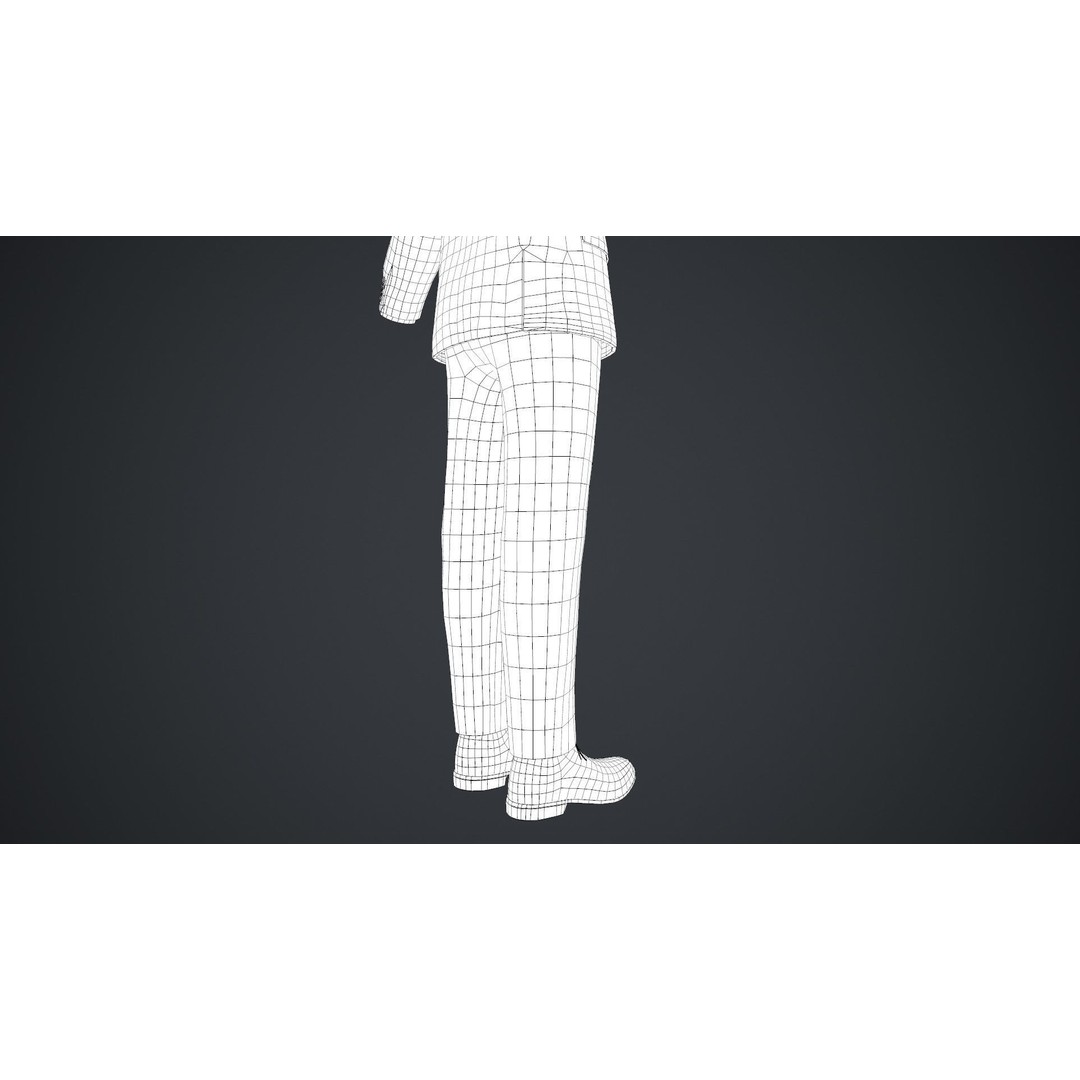 Blue Suit 3D Model – Low Poly PBR Character Clothing, FBX - View 45