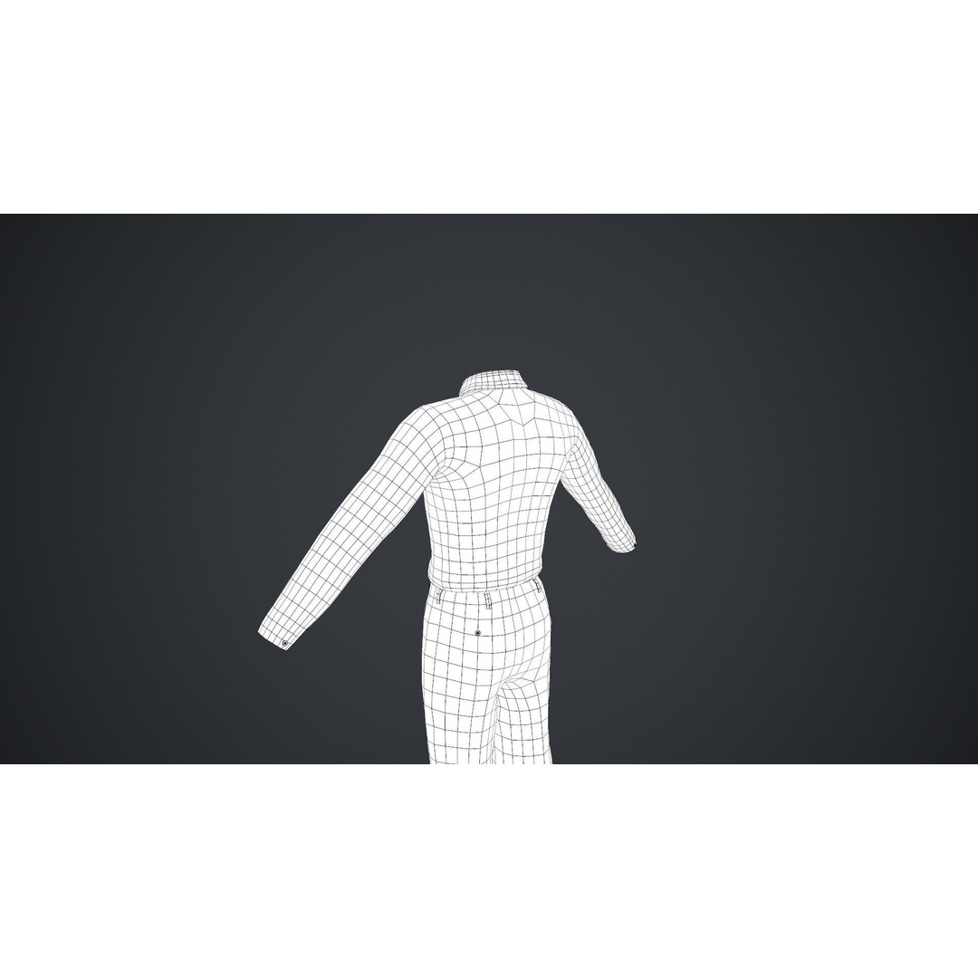 Blue Suit 3D Model – Low Poly PBR Character Clothing, FBX - View 46