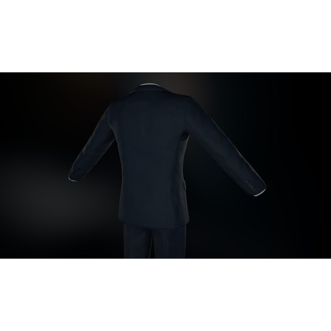 Blue Suit 3D Model – Low Poly PBR Character Clothing, FBX - View 6