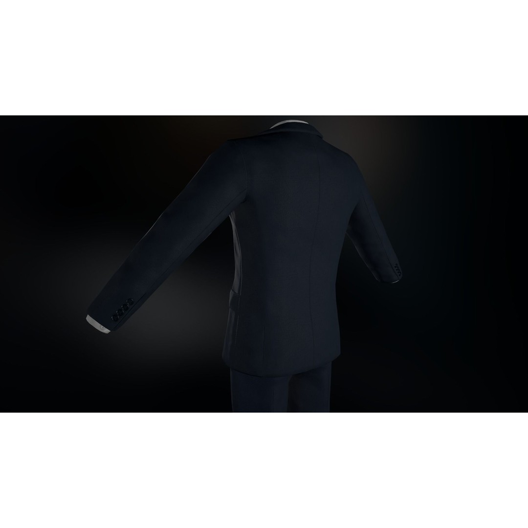 Blue Suit 3D Model – Low Poly PBR Character Clothing, FBX - View 7