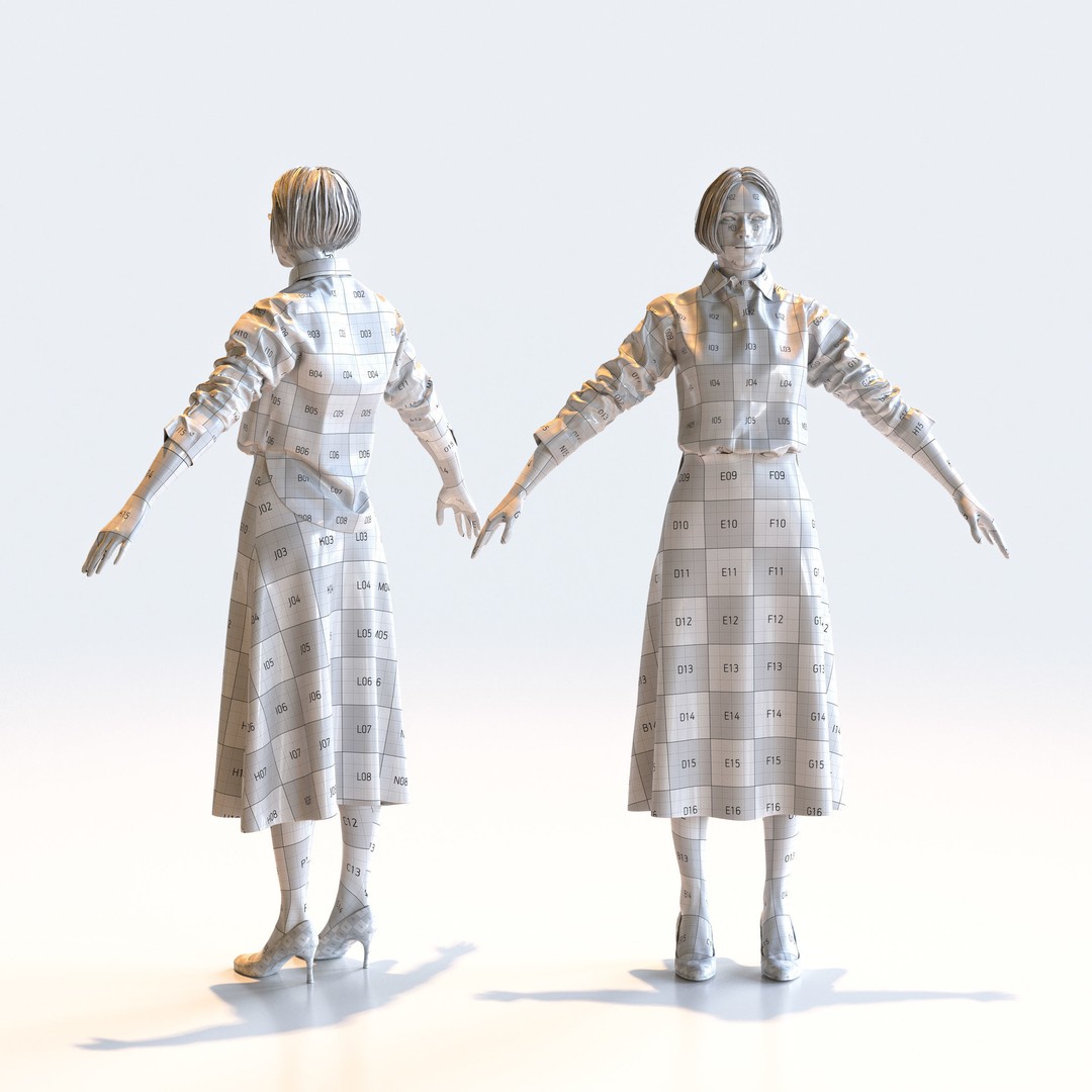 Asian Business Woman 3D Model – Realistic A-Pose Character, FBX, Blender - View 5