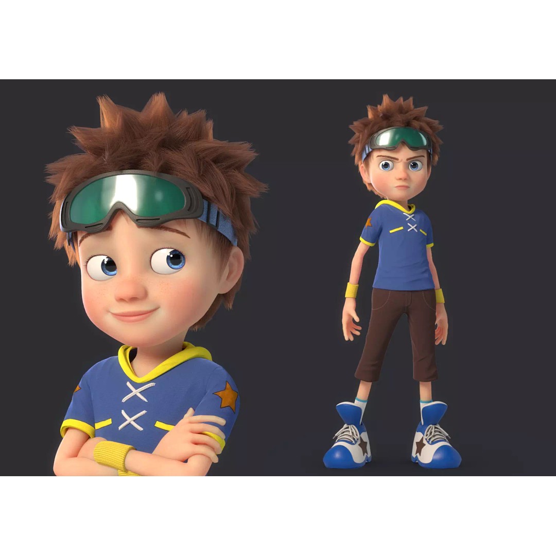 Cartoon Boy 3D Model – Rigged Character for Animation, FBX - View 2