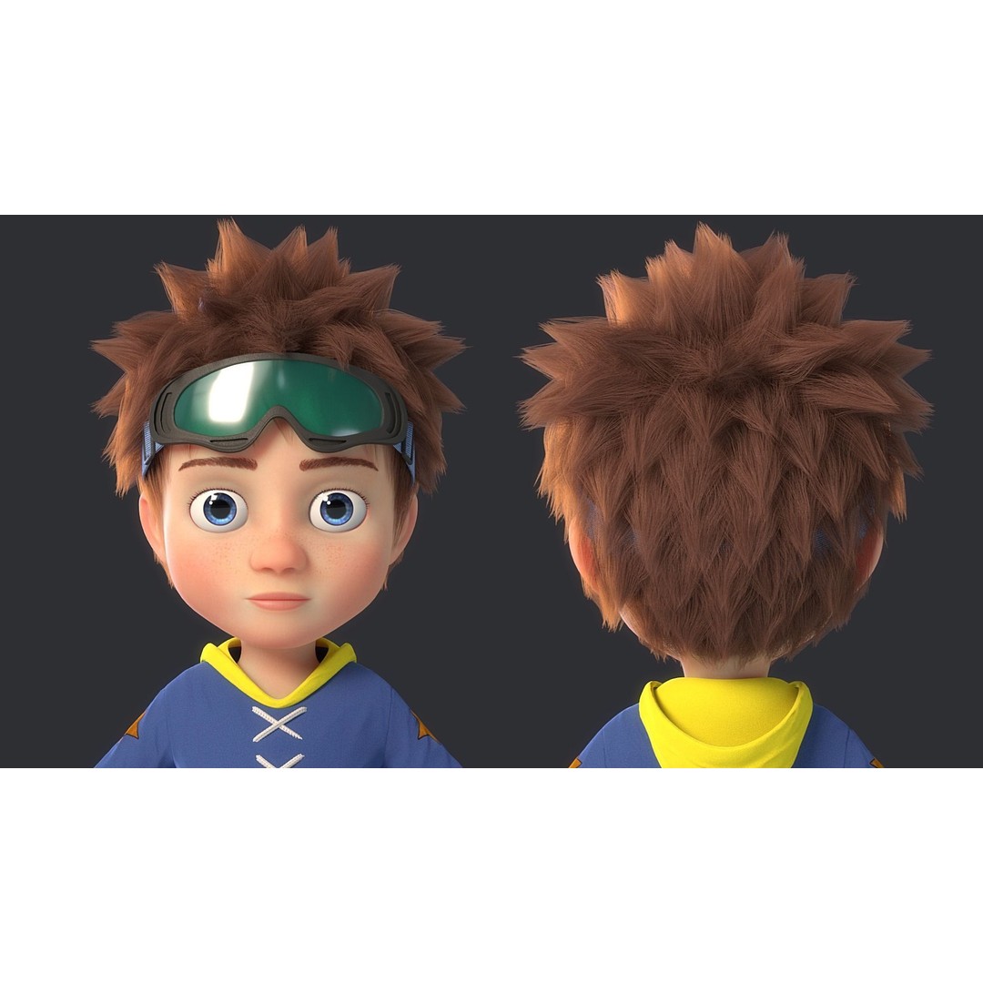 Cartoon Boy 3D Model – Rigged Character for Animation, FBX - View 3