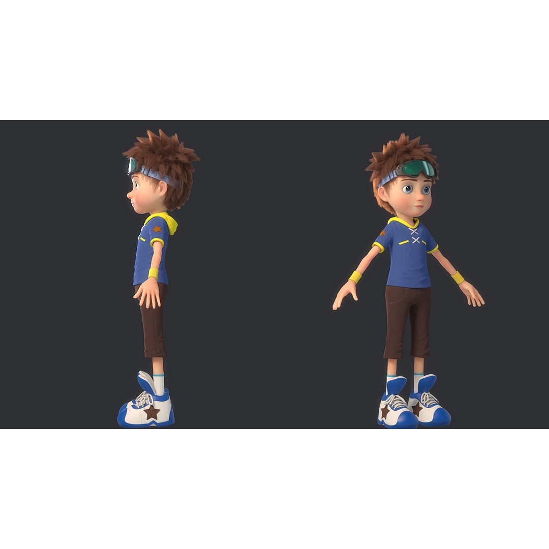Cartoon Boy 3D Model – Rigged Character for Animation, FBX - View 8