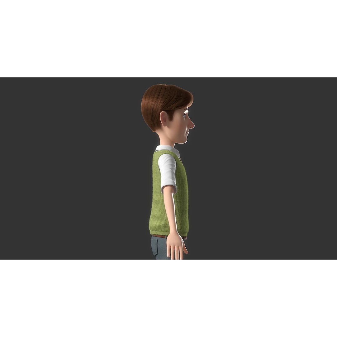 Cartoon Man 3D Model – High-Quality Character with Clothing Options, FBX - View 12