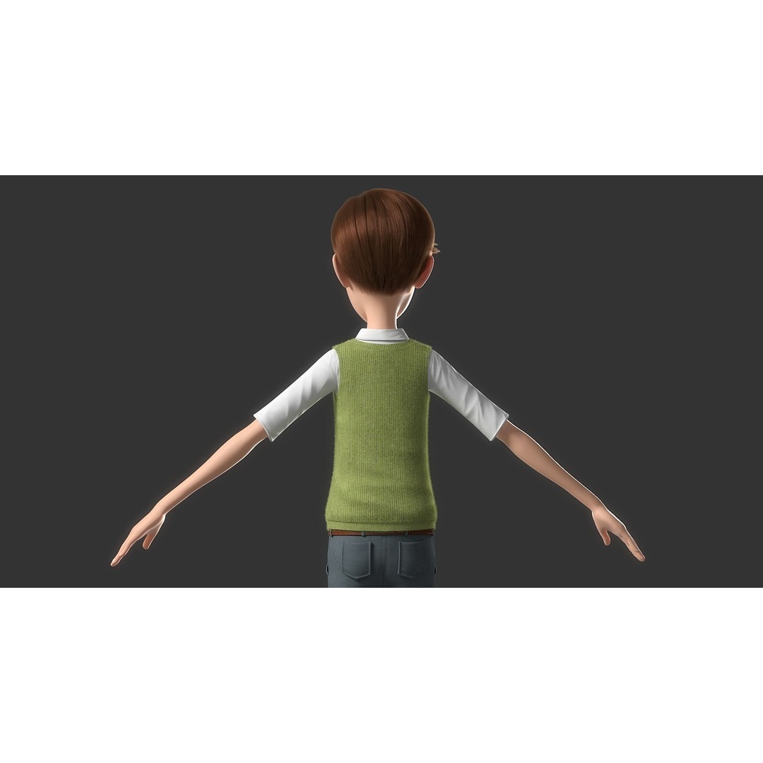 Cartoon Man 3D Model – High-Quality Character with Clothing Options, FBX - View 13