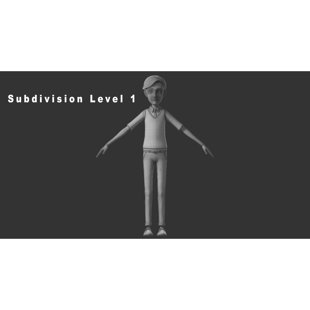 Cartoon Man 3D Model – High-Quality Character with Clothing Options, FBX - View 21