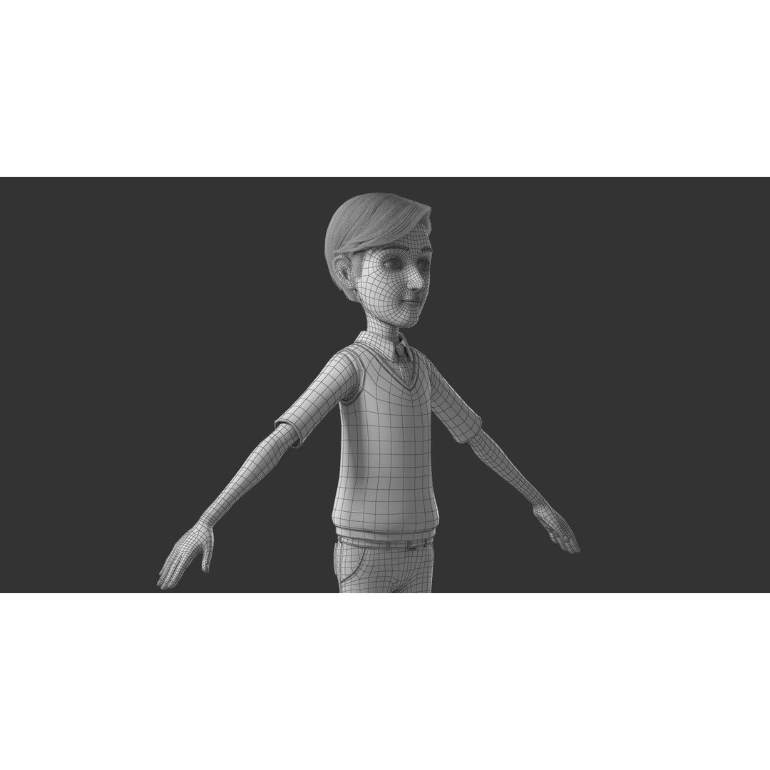 Cartoon Man 3D Model – High-Quality Character with Clothing Options, FBX - View 28