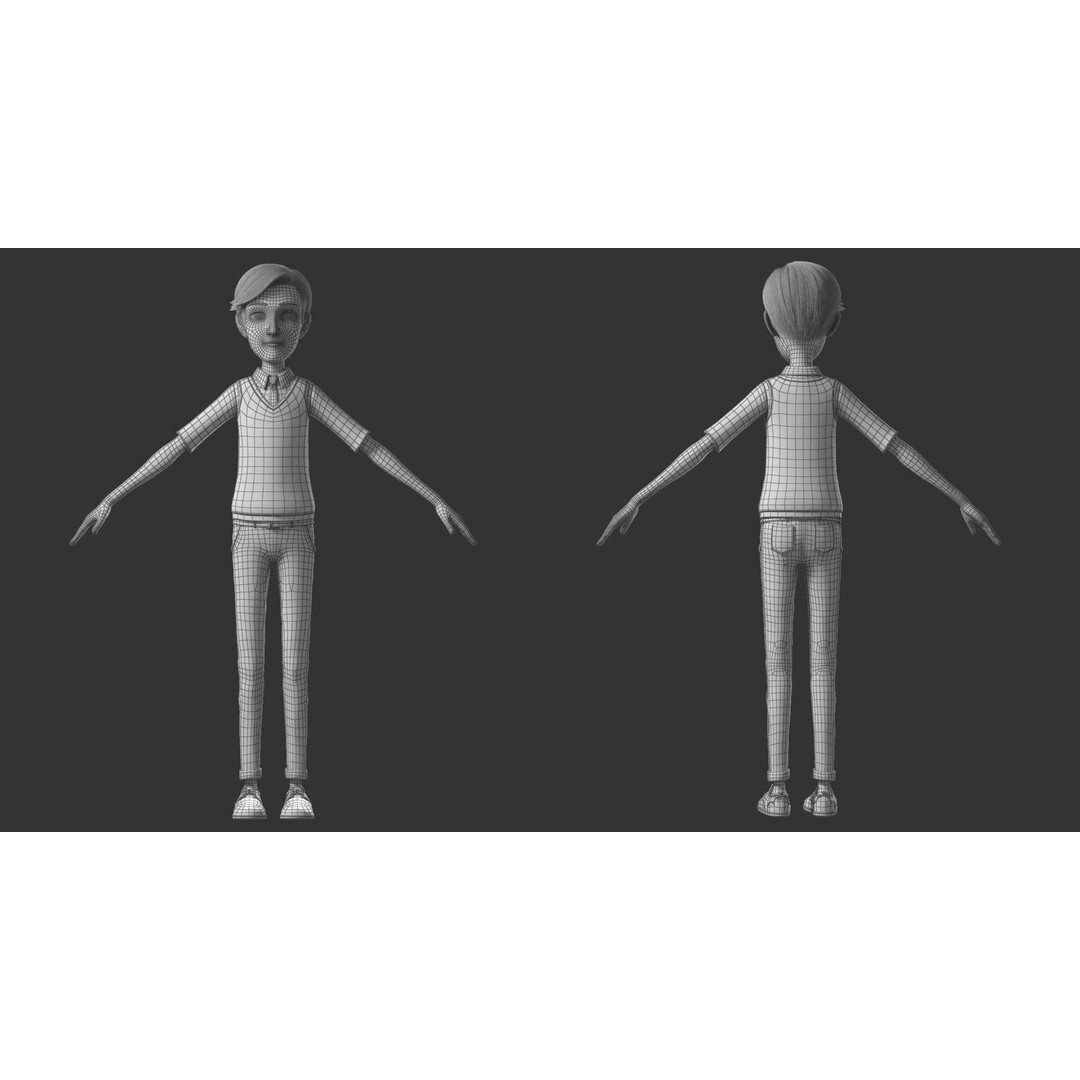 Cartoon Man 3D Model – High-Quality Character with Clothing Options, FBX - View 29