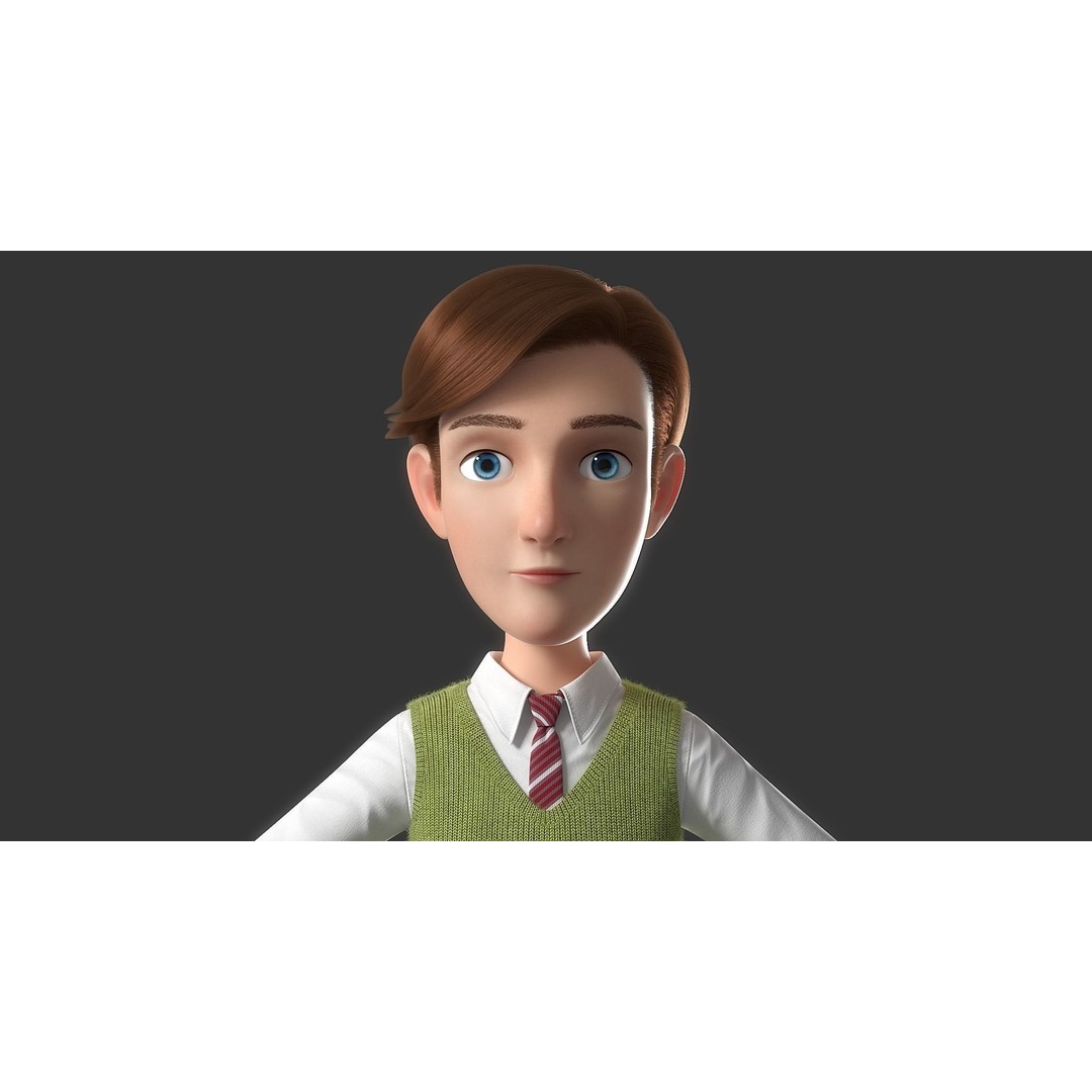 Cartoon Man 3D Model – High-Quality Character with Clothing Options, FBX - View 3
