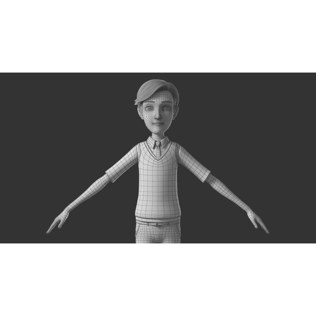 Cartoon Man 3D Model – High-Quality Character with Clothing Options, FBX - View 30