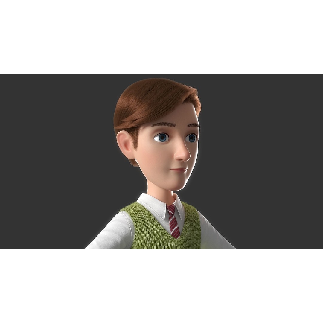 Cartoon Man 3D Model – High-Quality Character with Clothing Options, FBX - View 4