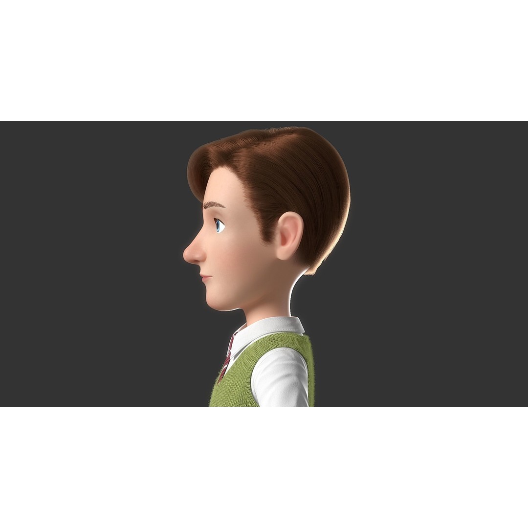 Cartoon Man 3D Model – High-Quality Character with Clothing Options, FBX - View 8