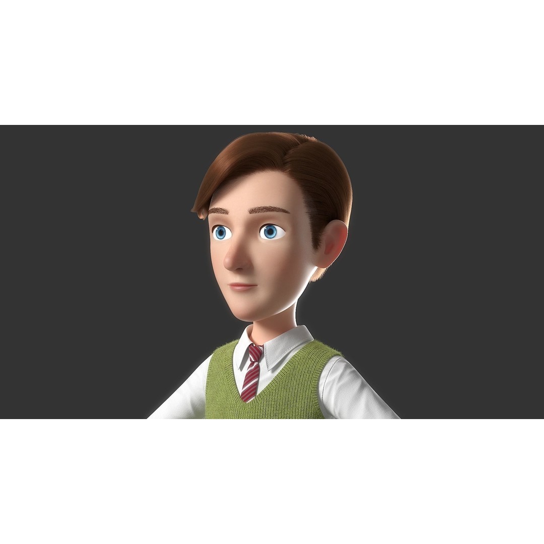 Cartoon Man 3D Model – High-Quality Character with Clothing Options, FBX - View 9