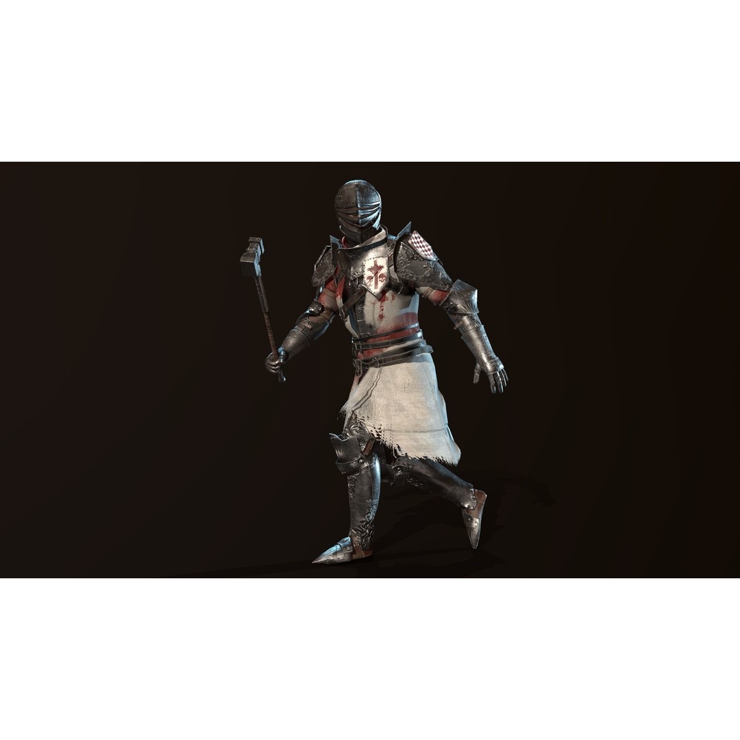 Knight 3D Model – Low Poly Rigged Character with Animations, FBX - View 21