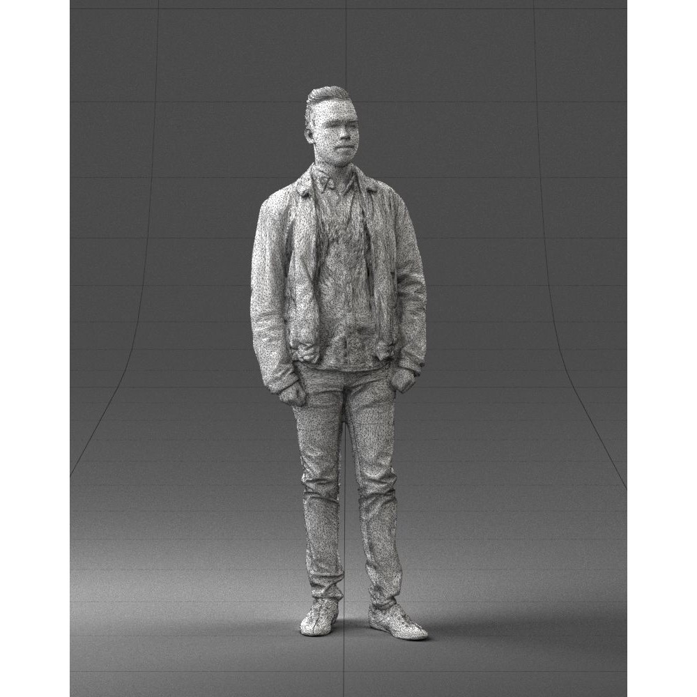 Casual Man 3D Model – High Detail Scanned Character for Archviz - View 10