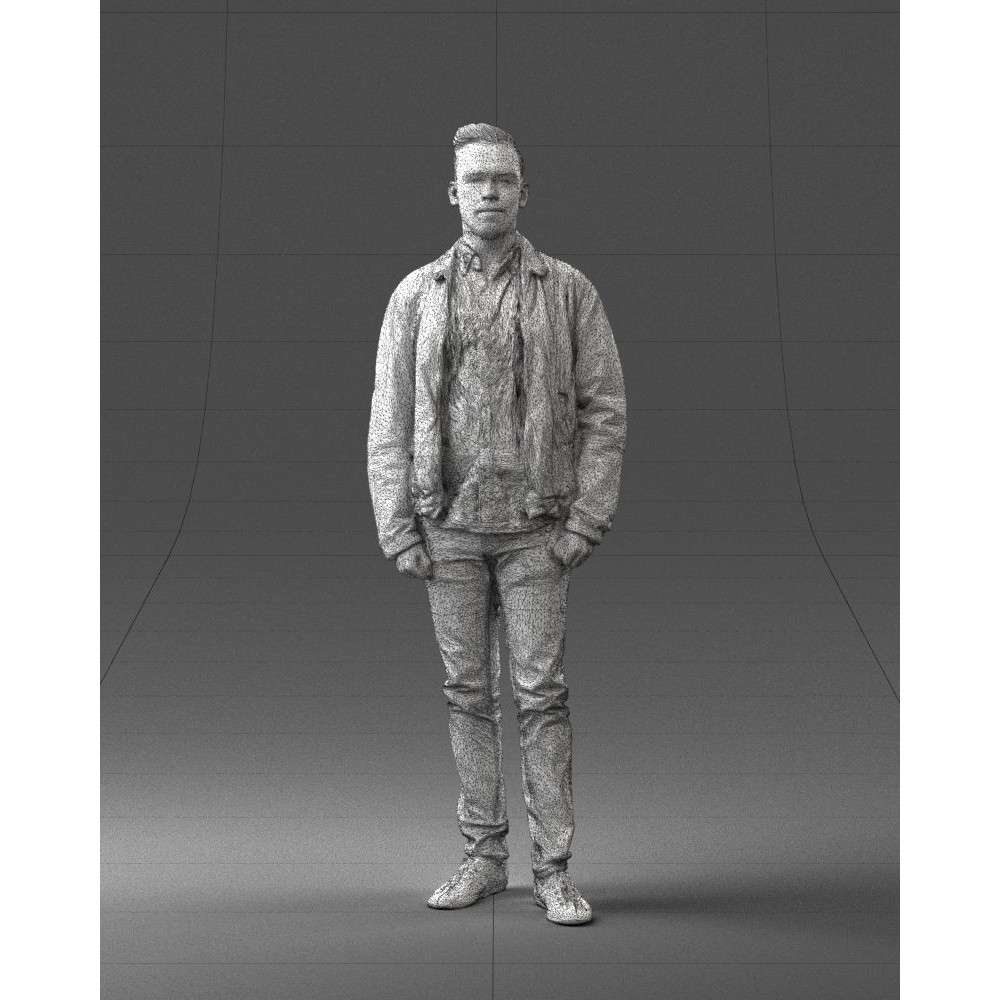 Casual Man 3D Model – High Detail Scanned Character for Archviz - View 7