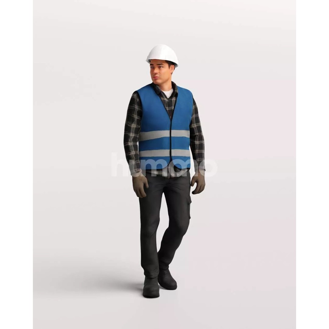 Humano Workwear Man 3D Model – Realistic Construction Worker, PBR Textures