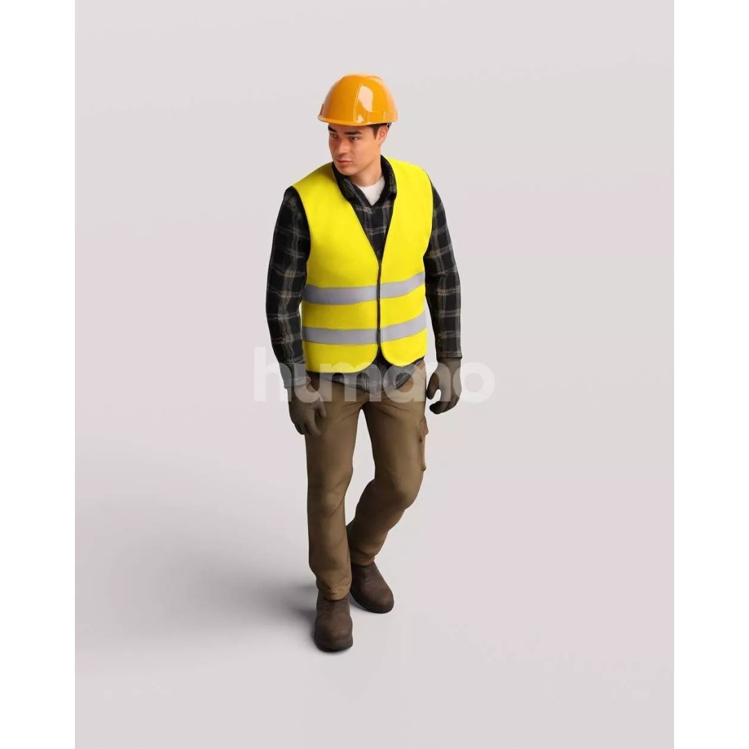 Humano Workwear Man 3D Model – Realistic Construction Worker, PBR Textures - View 12