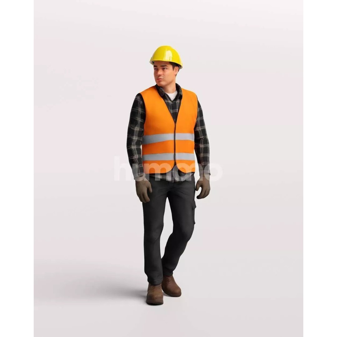 Humano Workwear Man 3D Model – Realistic Construction Worker, PBR Textures - View 14