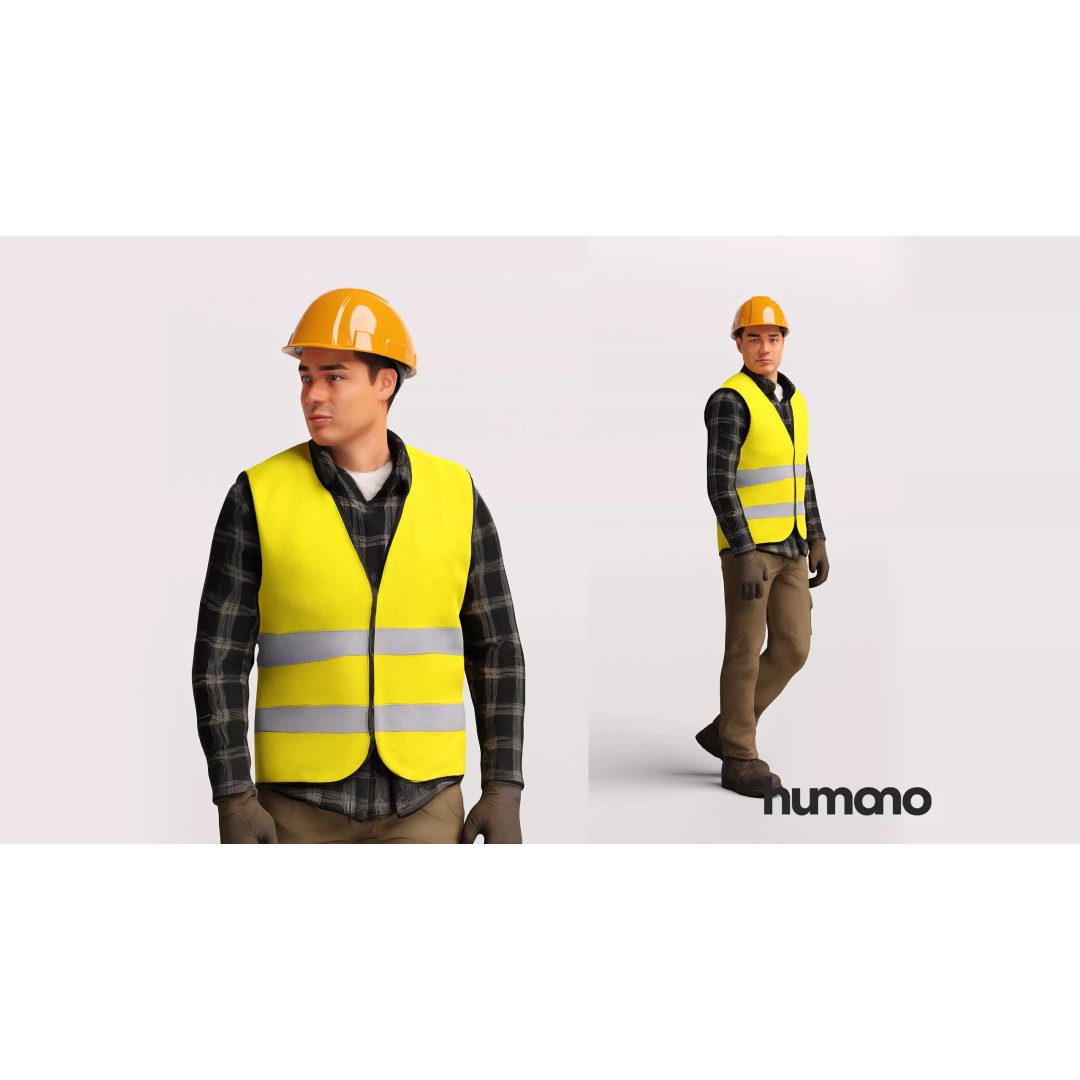 Humano Workwear Man 3D Model – Realistic Construction Worker, PBR Textures - View 2