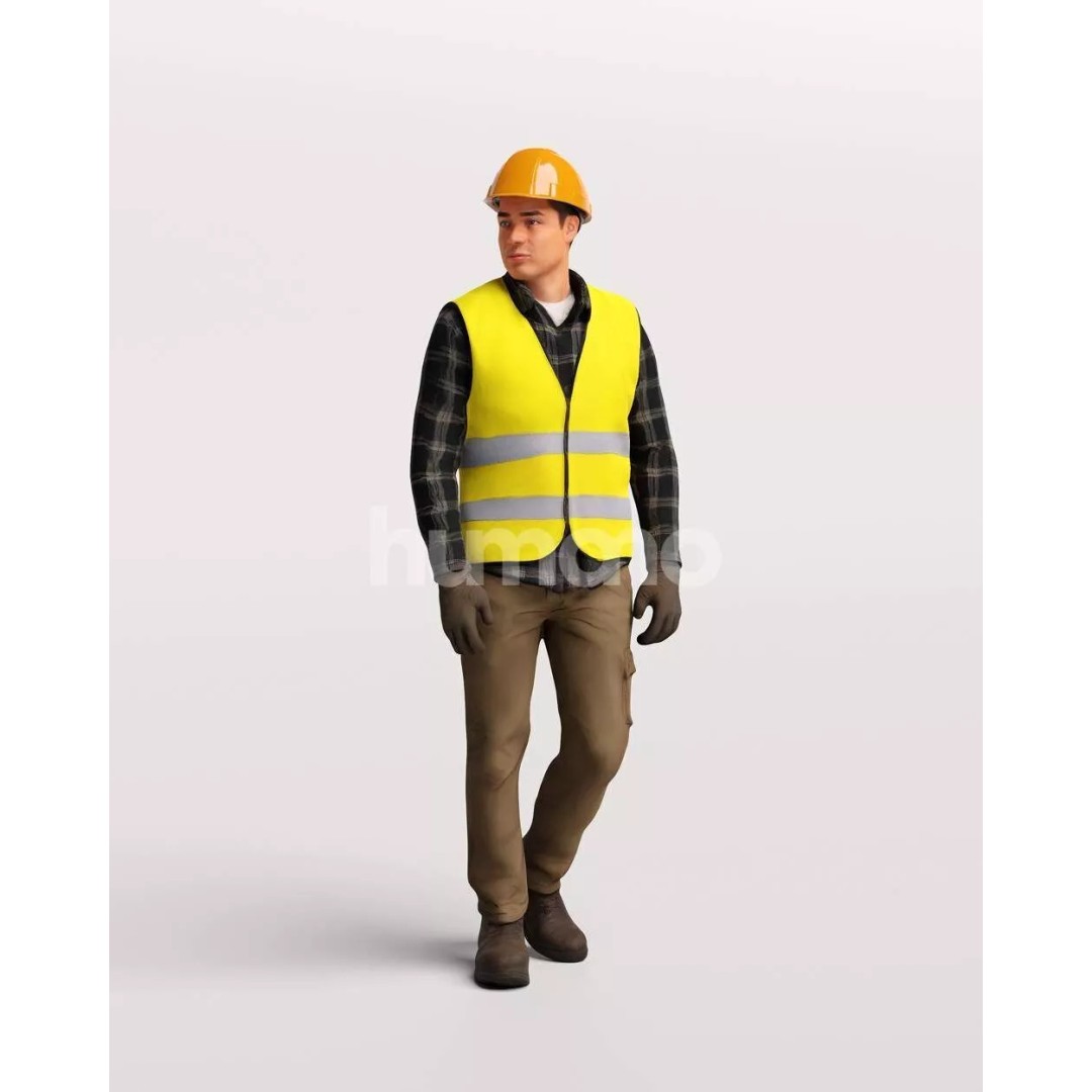 Humano Workwear Man 3D Model – Realistic Construction Worker, PBR Textures - View 4
