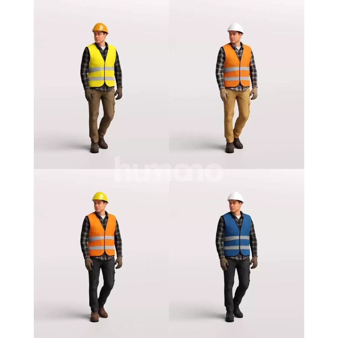 Humano Workwear Man 3D Model – Realistic Construction Worker, PBR Textures - View 5