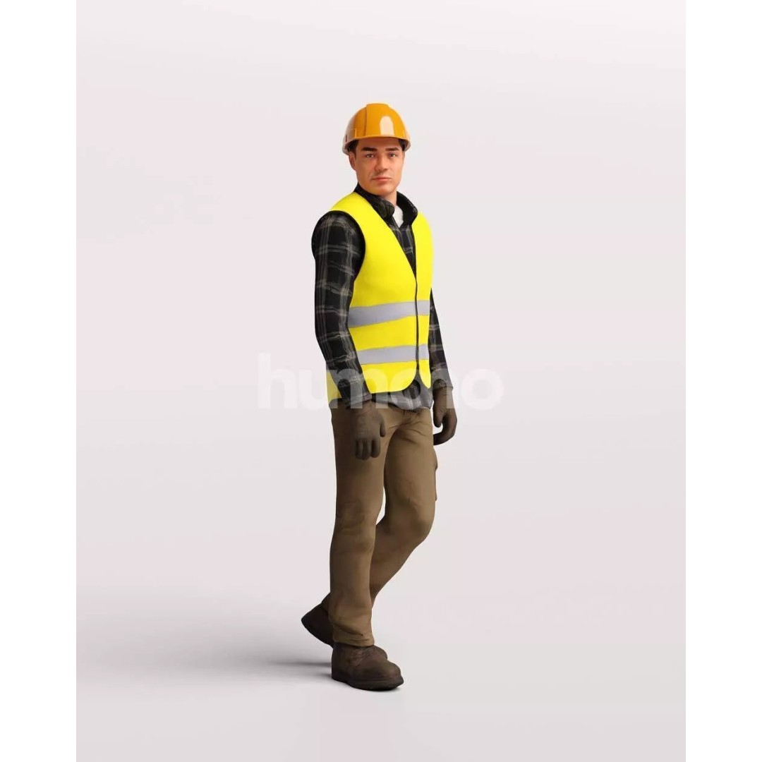 Humano Workwear Man 3D Model – Realistic Construction Worker, PBR Textures - View 6