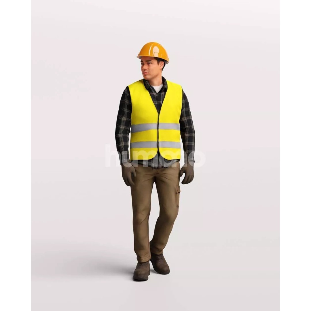 Humano Workwear Man 3D Model – Realistic Construction Worker, PBR Textures - View 7
