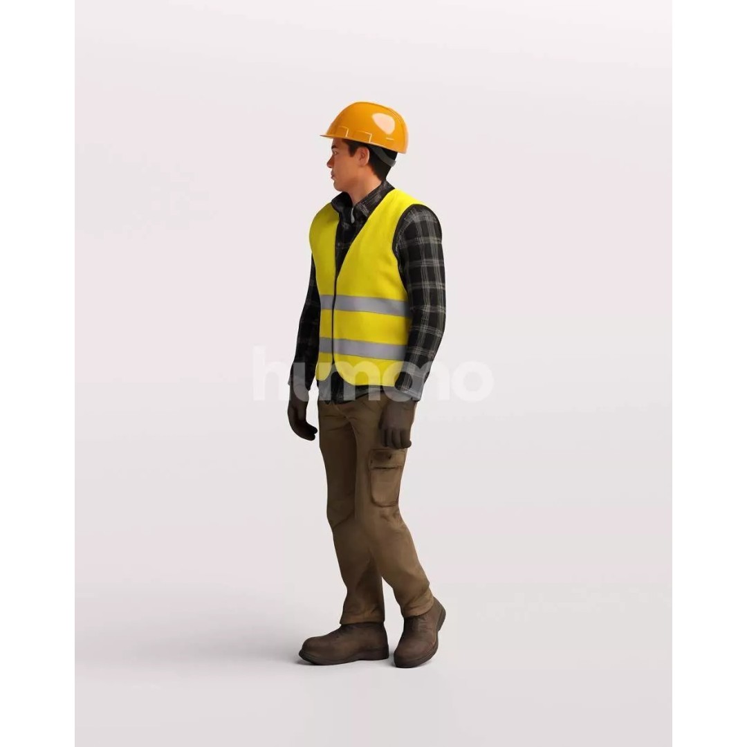 Humano Workwear Man 3D Model – Realistic Construction Worker, PBR Textures - View 9