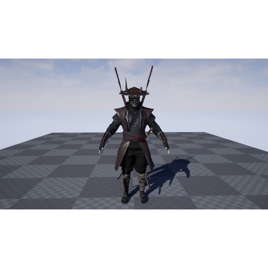 Fallen Samurai 3D Model – Low Poly Rigged Character for Games, FBX - View 12